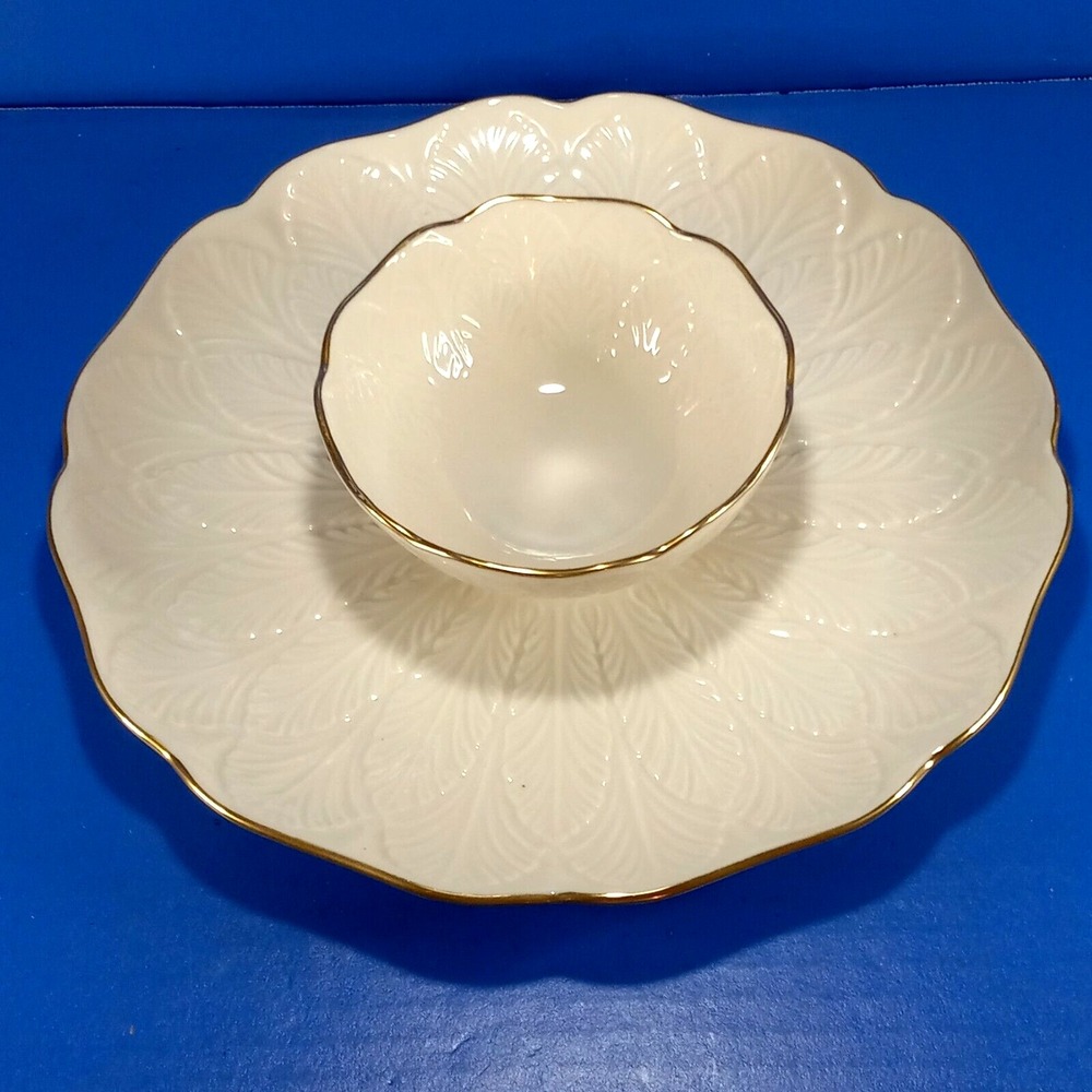 Veggie Chip Dip Lenox Fine China 24K Gold Trim USA